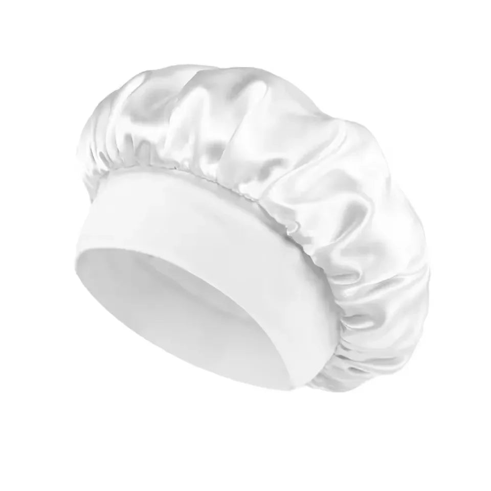 Fashion Bonnet Large Wide Edge Elastic Hat Casual Sports Silk Smooth Suitable for Curled Straight Hair Sleeping Hat Women's men