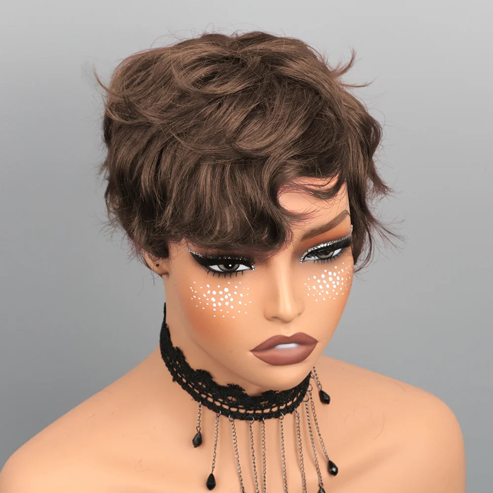 Short Bob Wig Pixie Cut Wig Human Hair Wig For Black Women Short Layered Pixie Cut Wigs Glueless Wig No Lace Full Machine Made