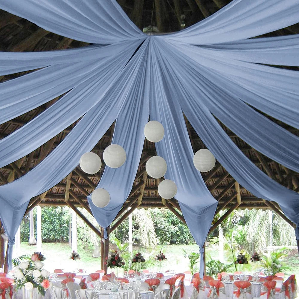 Bryllupsgardiner Takdekorasjon Chiffon Gjennomsiktig Gardin til Bryllupsmottak Bursdagsfest Buegardiner Telt Soverom Bakteppe