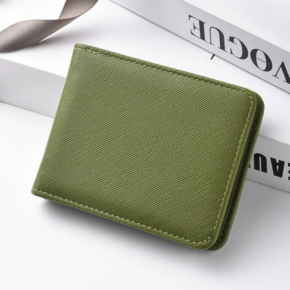 Cartera corta simple de color liso, tarjetero de negocios, cartera de hombre, tarjeta de identificación, tarjeta bancaria, cartera de hombre