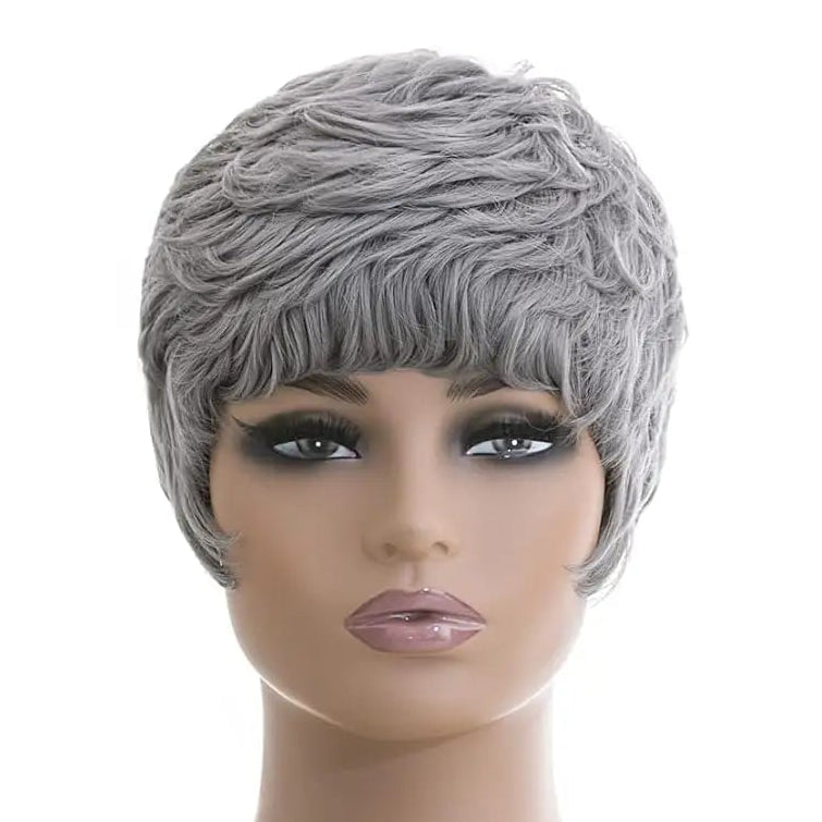 Grey Wavy Pixie Cut Wig