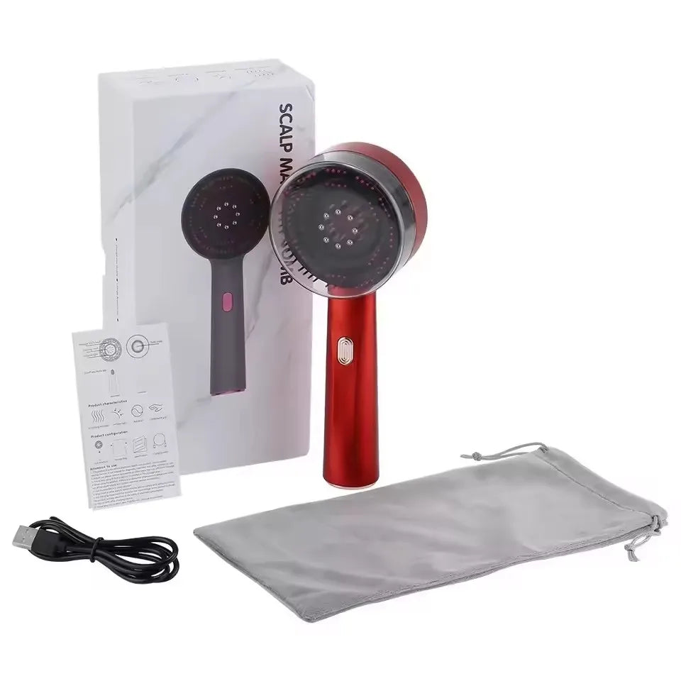 Electric Red Light Vibration Massage Therapy Comb Hair Growth Massage Scalp Brush Anti Hair Loss Liquid Oil Applicator Hair Care
