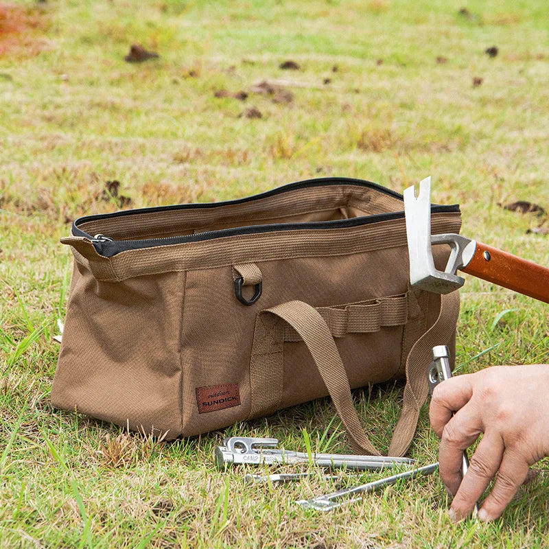Bolsa de herramientas para camping, gran capacidad, boca ancha, bolsa de almacenamiento, bolsa de equipo resistente al agua
