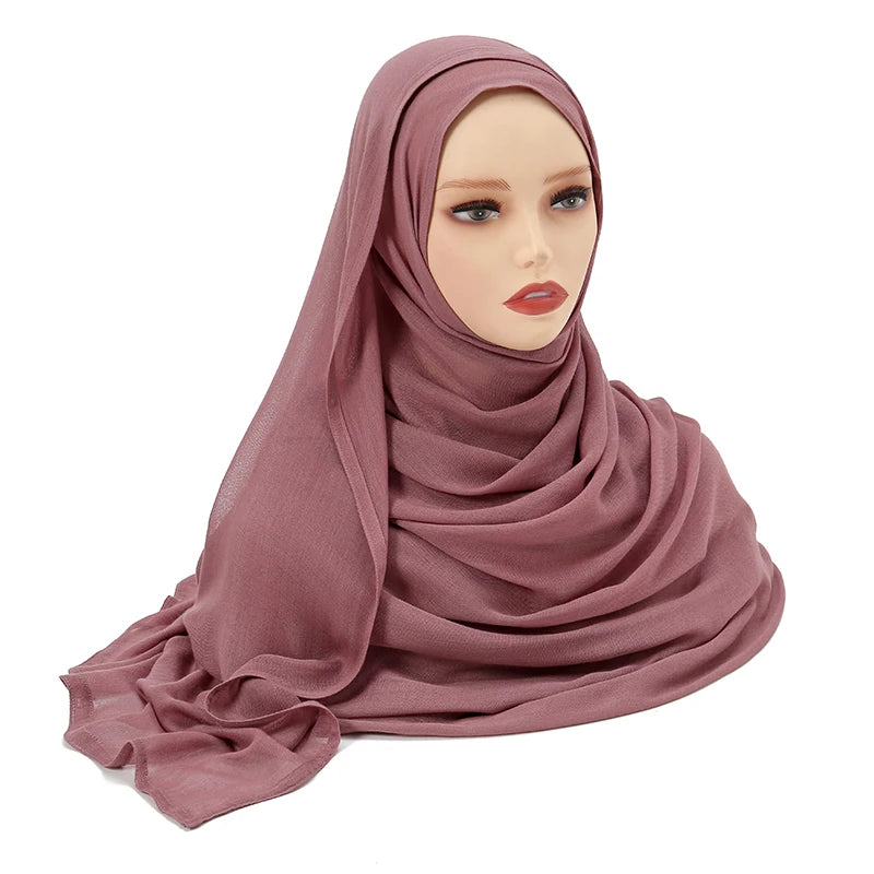 Hijabs musulmanes para mujer, pañuelos finos lisos, chales para mujer musulmana, pañuelo suave de viscosa y rayón, turbante islámico, diadema de 200x85cm