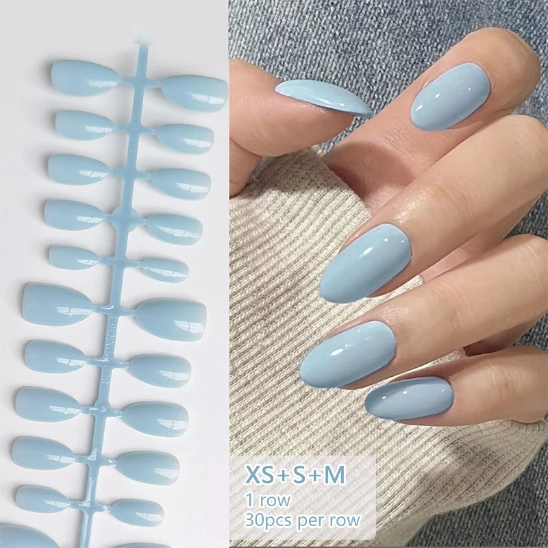 30Pcs Solid Color Nail Tip Fake Nail Fashion Nude Pink Wearable False Nails Simple Full Cover Press On Nails DIY Wear Nail Tool