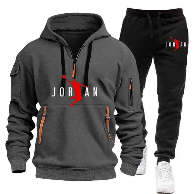 Autumn and winter new trend men's blazer + Tracksuit pants Fashion casual jogging print sportswear outdoor sportswear