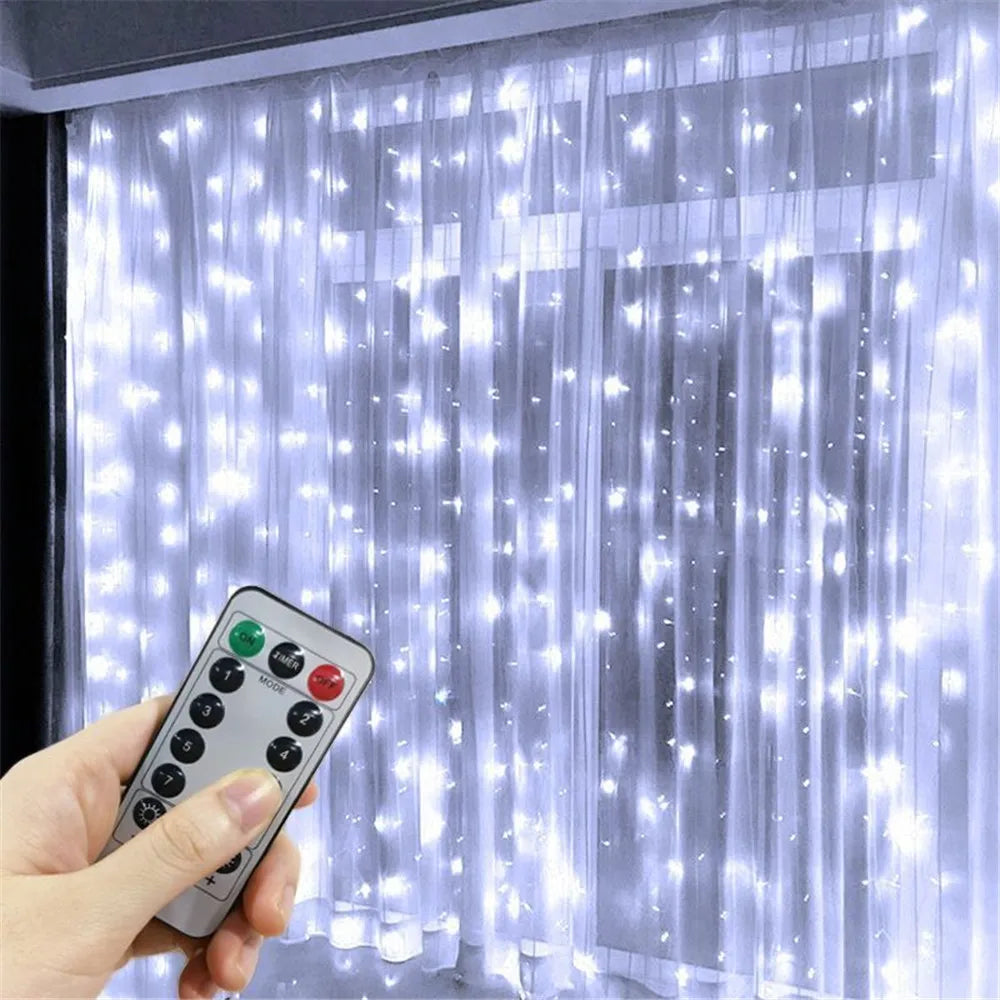 Christmas Fairy Light Party Birthday Decoration 8 Mode LED Holiday Garland Wedding USB Curtain String Light Home Decor 3M 6M