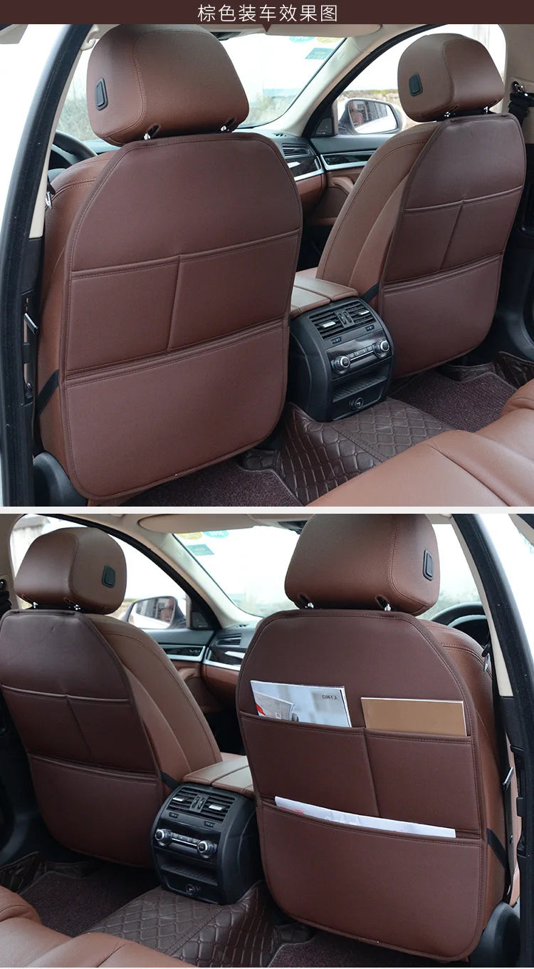 Protector de asiento trasero de coche de cuero sintético premium con relleno de esponja, a prueba de patadas, impermeable, universal para todas las estaciones, antideslizante, productos para coche