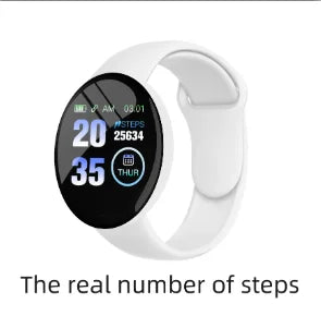D18 Smart Watch – Heart Rate Monitor, Round Digital Fitness Watch for Men & Women (Band Included, Compare with D20/Y68)