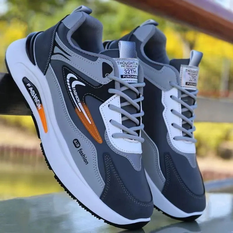 Shoes for Men Lightweight Pu Leather Casual Shoes New Men's Sneakers Fashion Men Tennis Shoes Breathable Sport Running Shoe