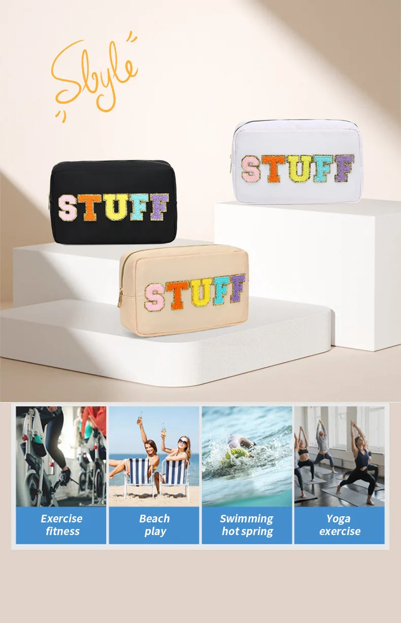 Makeup Bags Women Travel Cosmetic Bag Stuff Letter Toiletry Bag Organizer Waterproof Fashion Female Storage Make Up Cases Pouch