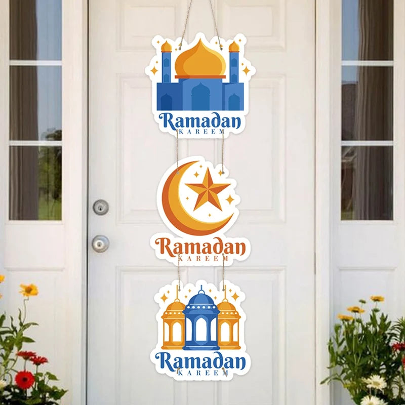 EID Mubarak Decorations Door Hanging Ramadan Decor for Home Door Hanging Ramadan Kareem Islamic Muslim Party Eid Al Adha