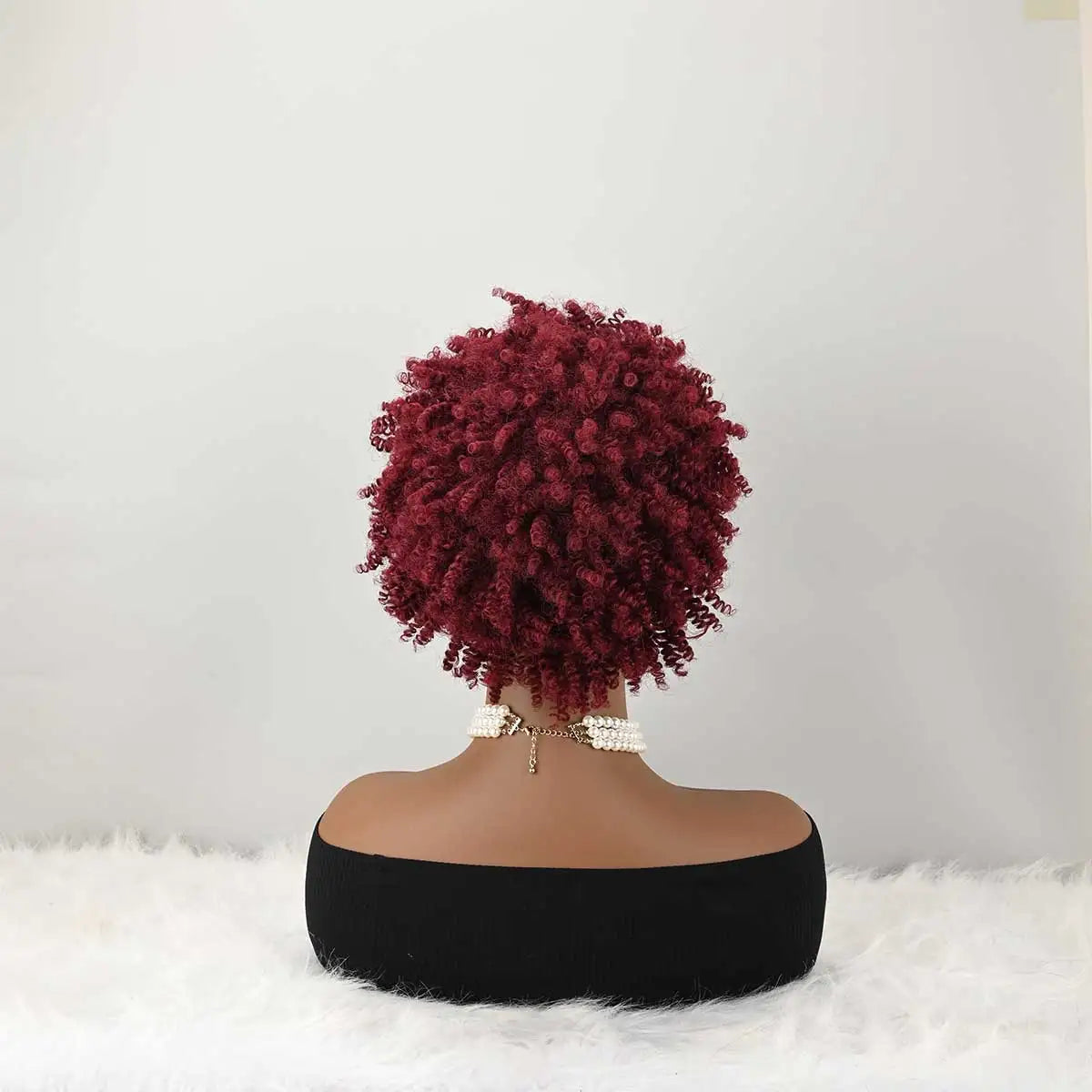 Headband Wig Curly Headband Wig With Bangs For Women Synthetic Afro Curly Hair Wig With Headband Attached Short Kinky Curly Afro High Puff With Bangs Stripes Short Red Curly Wigs with Bangs for Women, Natural Wavy Synthetic W
