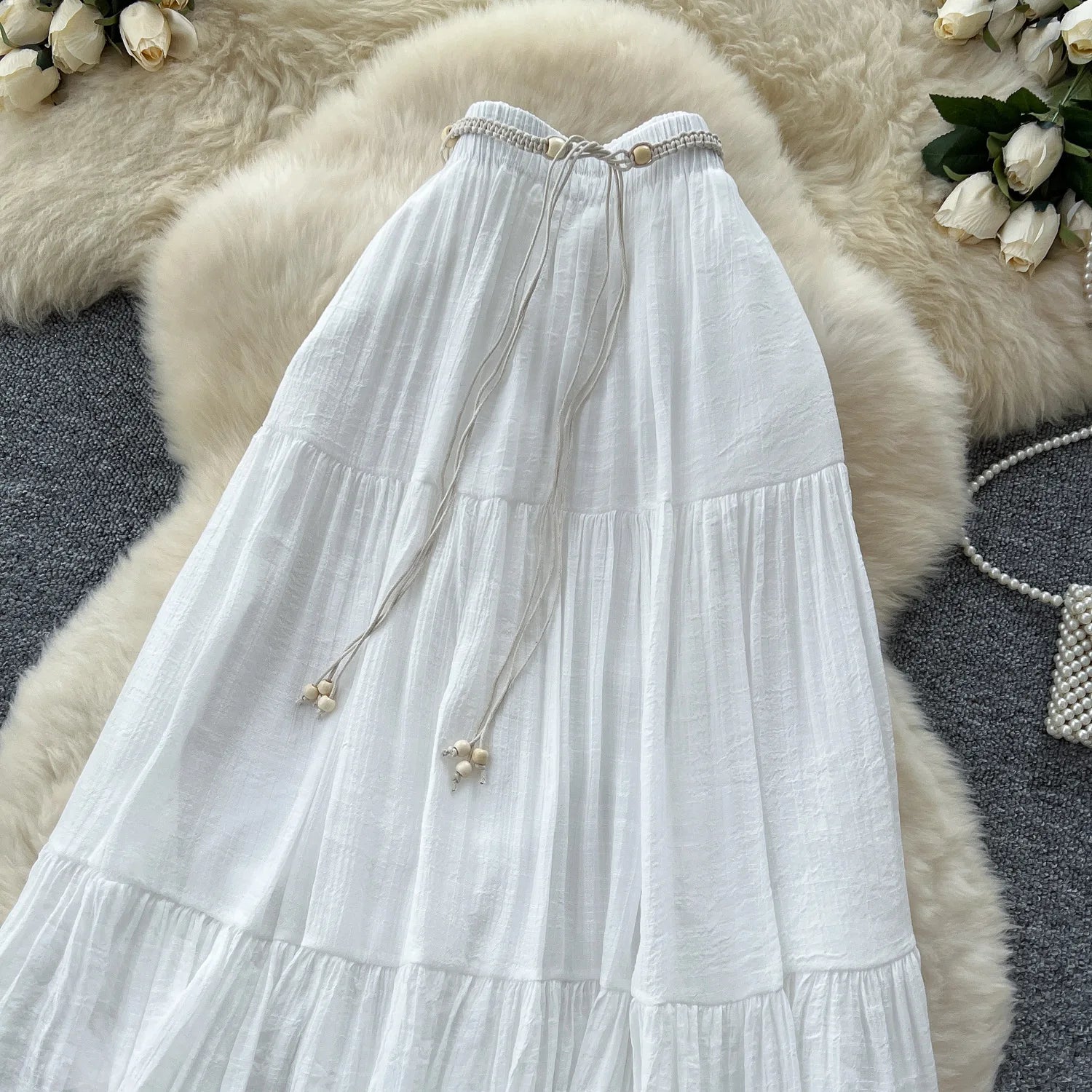Skirts Women Long Skirt A Line Slim Fit Streetwear High Elastic Waist Elegant Splice Y2k Work Beach Work Casual Summer