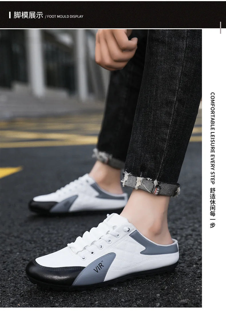 Men's Fashion Soft-soled Half Slippers Men Trendy Casual Shoes Soft Sole Non-slip Shoes New Outdoor Walking Shoes Zapatos Hombre