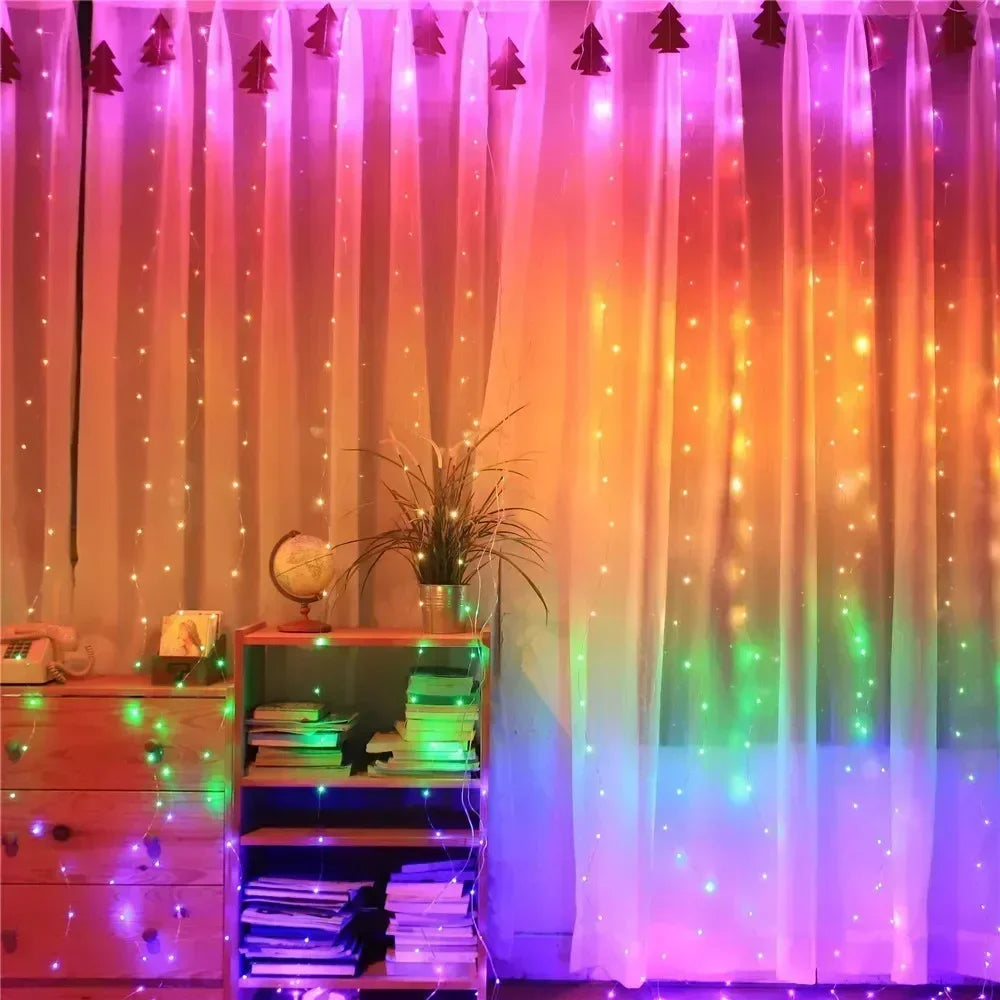 Christmas Fairy Light Party Birthday Decoration 8 Mode LED Holiday Garland Wedding USB Curtain String Light Home Decor 3M 6M