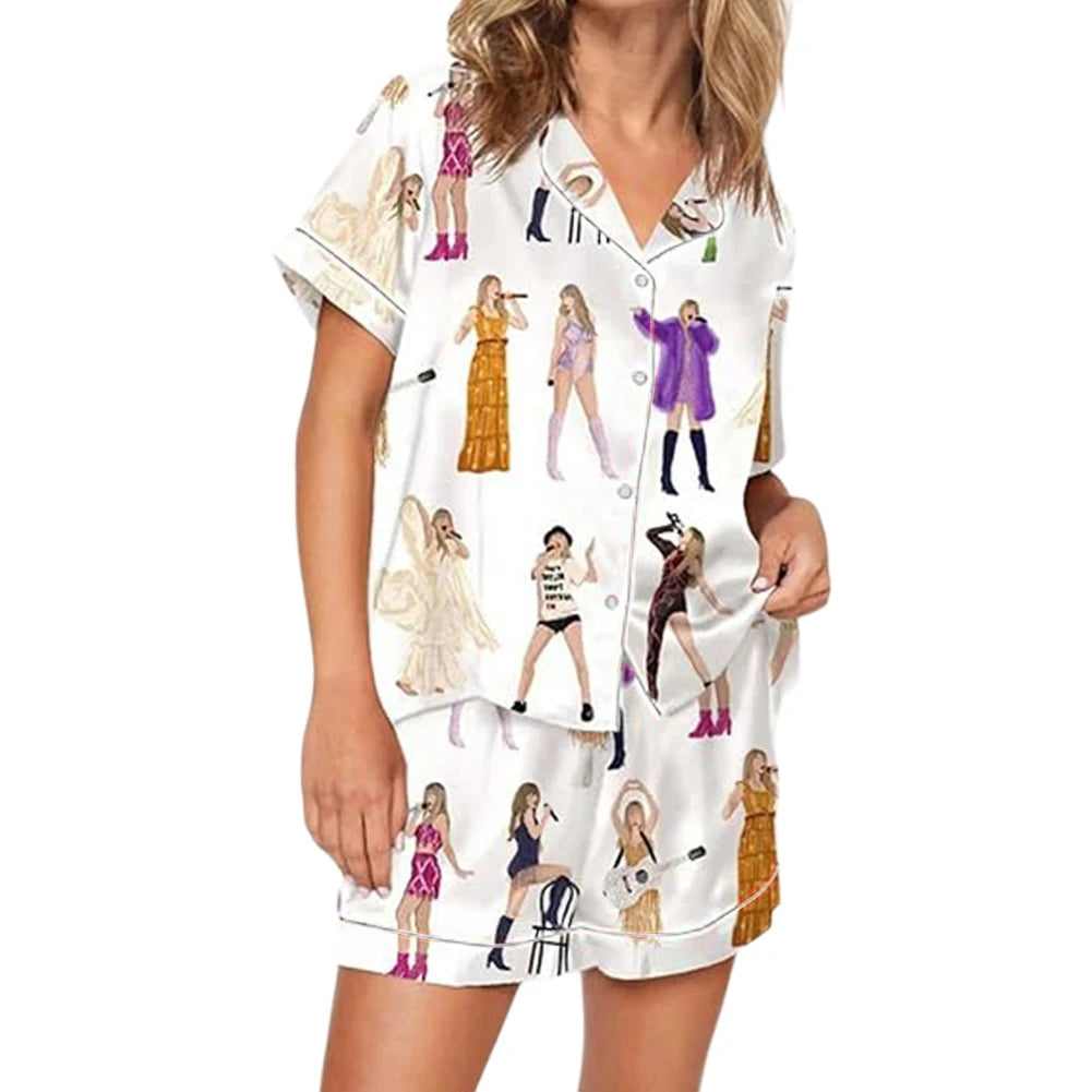 Women's Pajamas Taylor Pajamas Set Shirt And Pant 2 Piece Set Matching Sleepwear Comfortable Homewear Trouser Sets for Fans