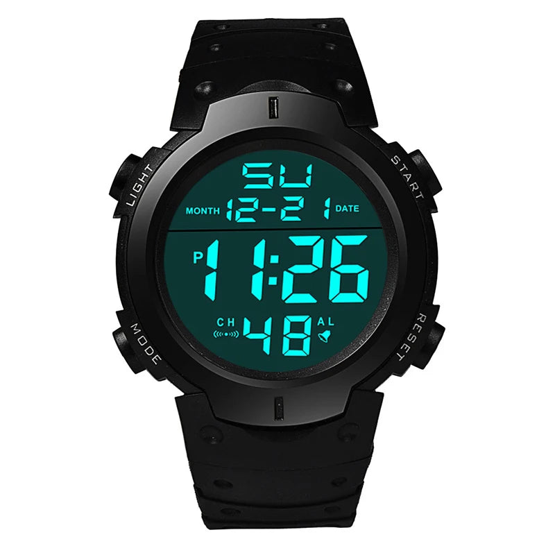 Montre électronique de sport pour homme, étanche, lumineuse, multifonction, pour le fitness en plein air, grand écran