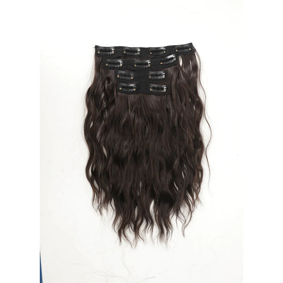 Synthetic women's wig 12 inches 4 pieces/set short roll hair extensions, wavy hair extensions, wavy hair extensions, honey gold