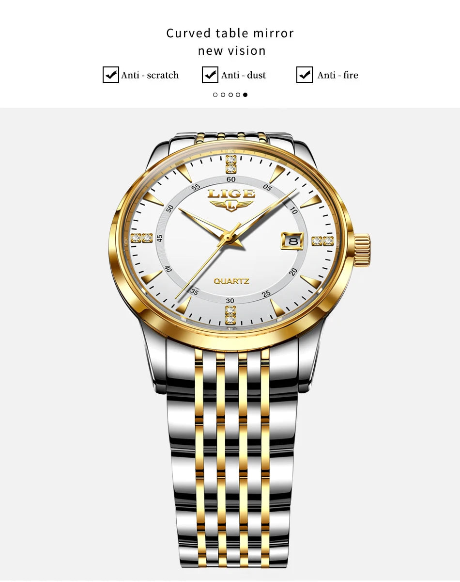 LIGE New Waterproof Watches Women Fashion Women's Bracelet Watch Top Brand Luxury Date Quartz Watch for Women Relogio Feminino