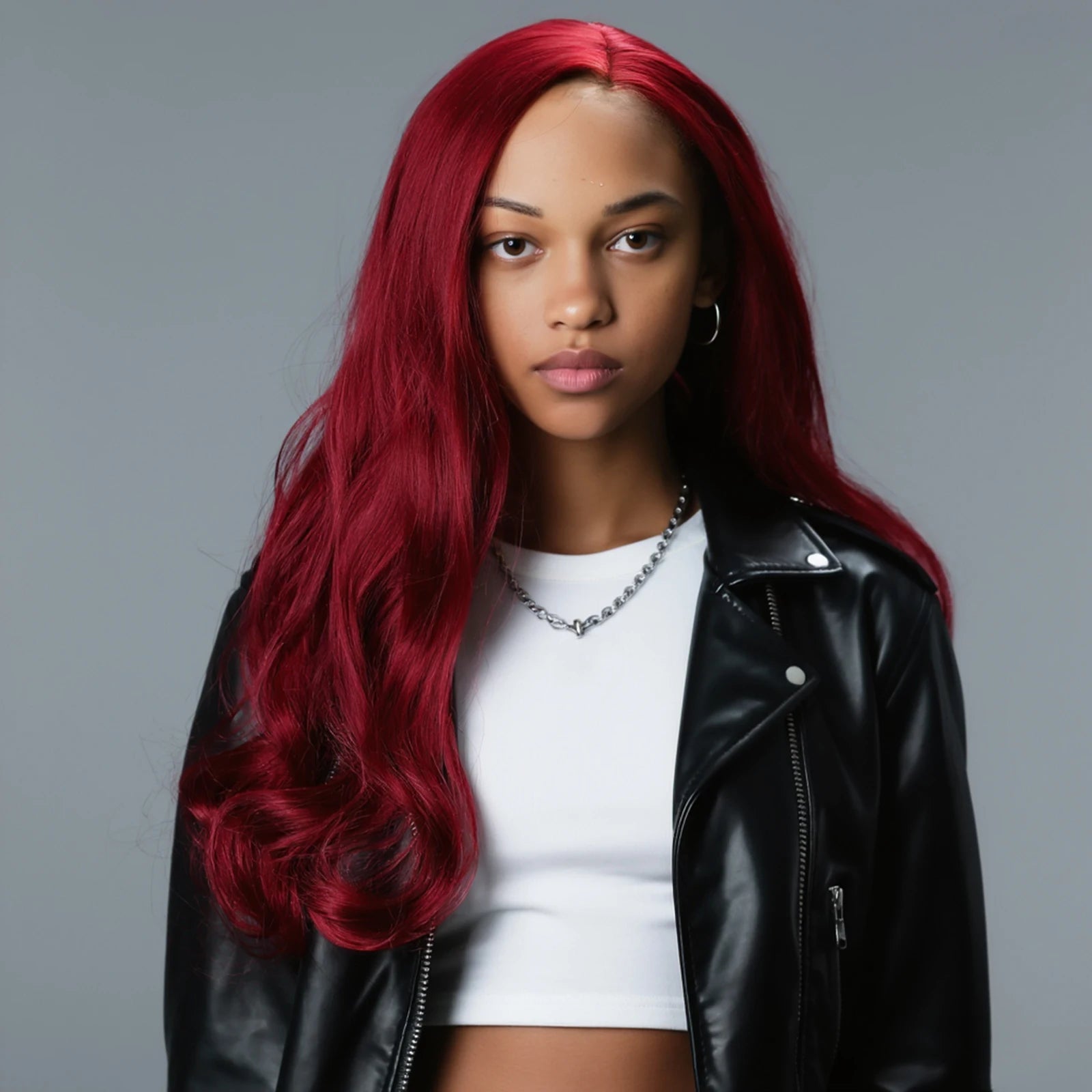 Wine Red Curly Wig
