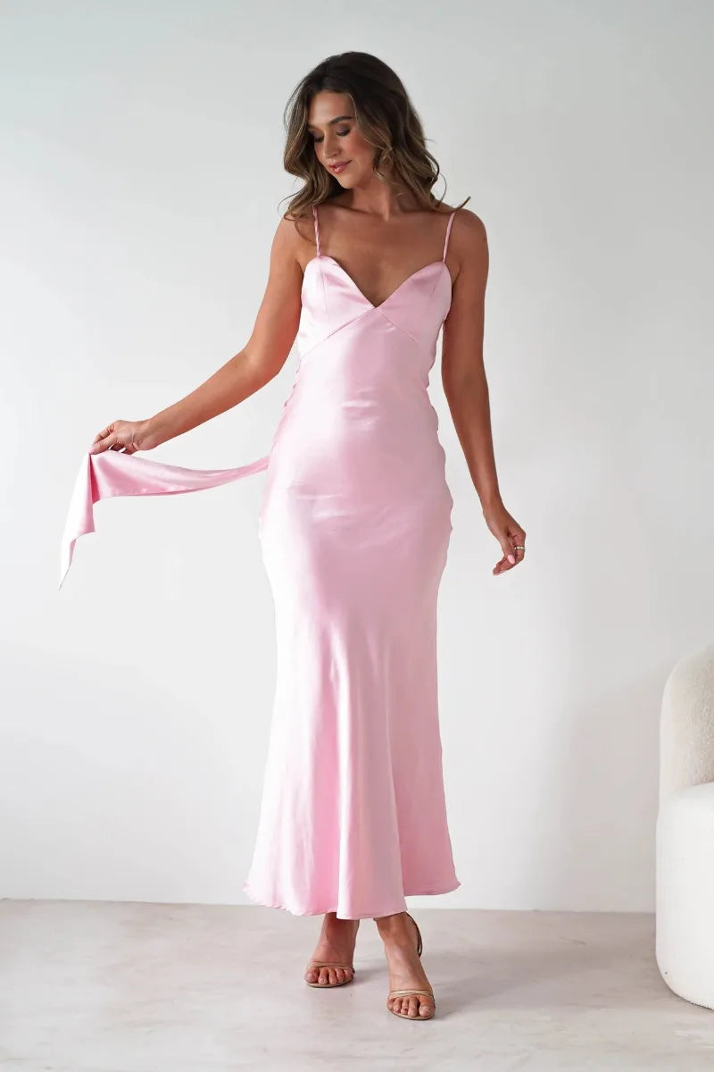 New Dresses  Woman Fashion Summer Women's Clothing Sexy Halter Satin Fashion Strappy Skirts