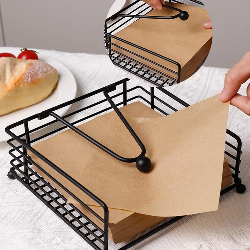 Napkin Holder, Suitable for Kitchen, Restaurant, and Outdoor Use, Matches Various Dining Room Decor Styles, Black,Gold