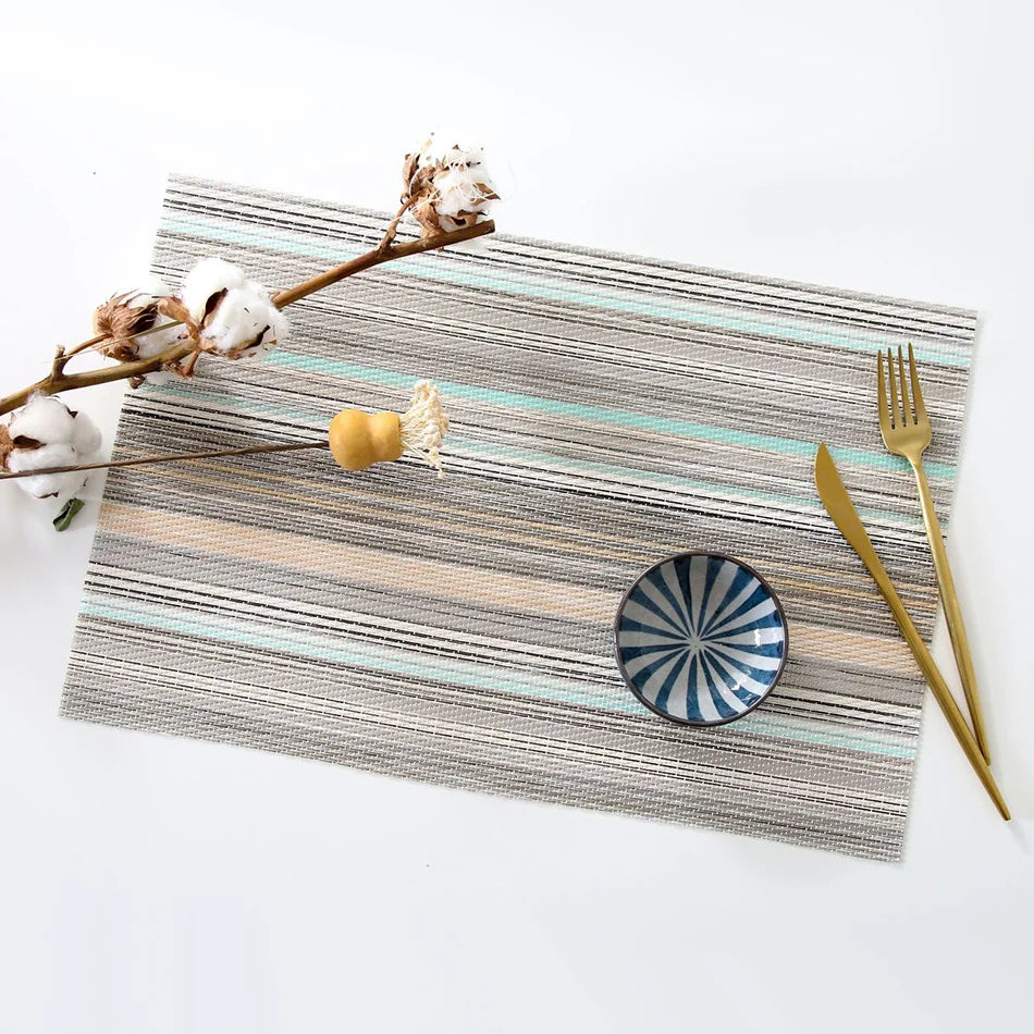 Placemats for Dining Table PVC Bamboo Pattern Table Mats Multiple Colors Non-Slip Heat Resistant Washable Easy to Clean