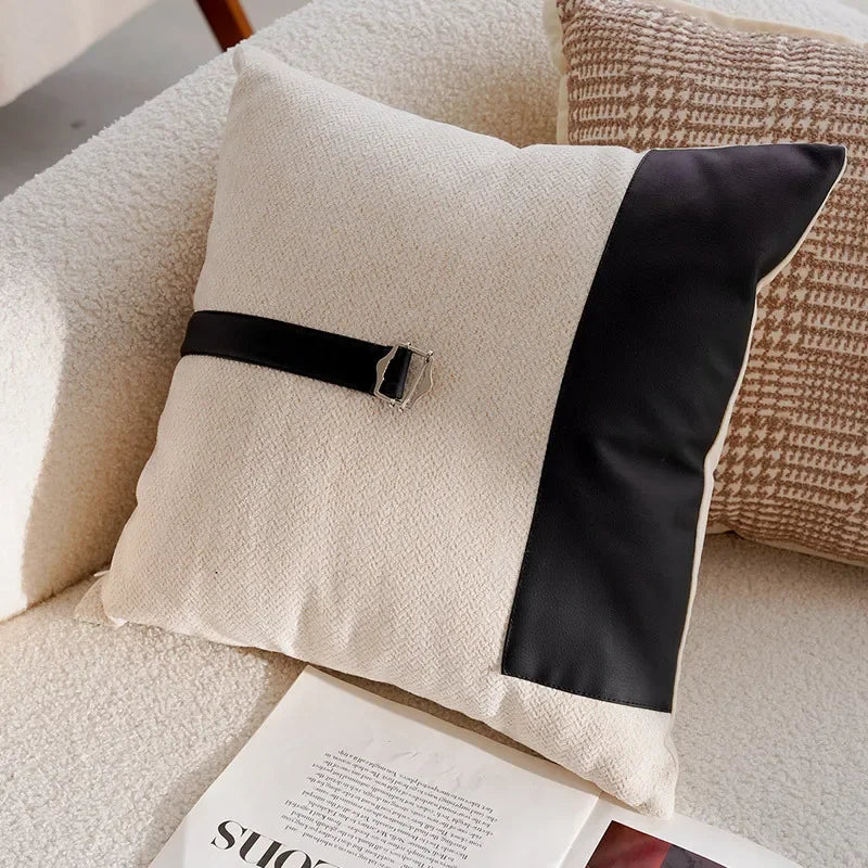 Pillow Cover in Cream Color, Retro Style, Brown French Sofa Waist Cushion Cover 45x45cm Pillowcase