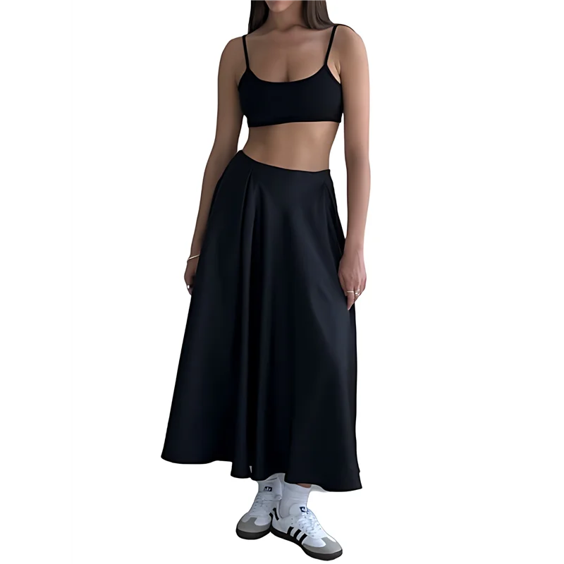 ASDS-Skirts For Women High Waist Skirt Elegant Midi Skirt Satin