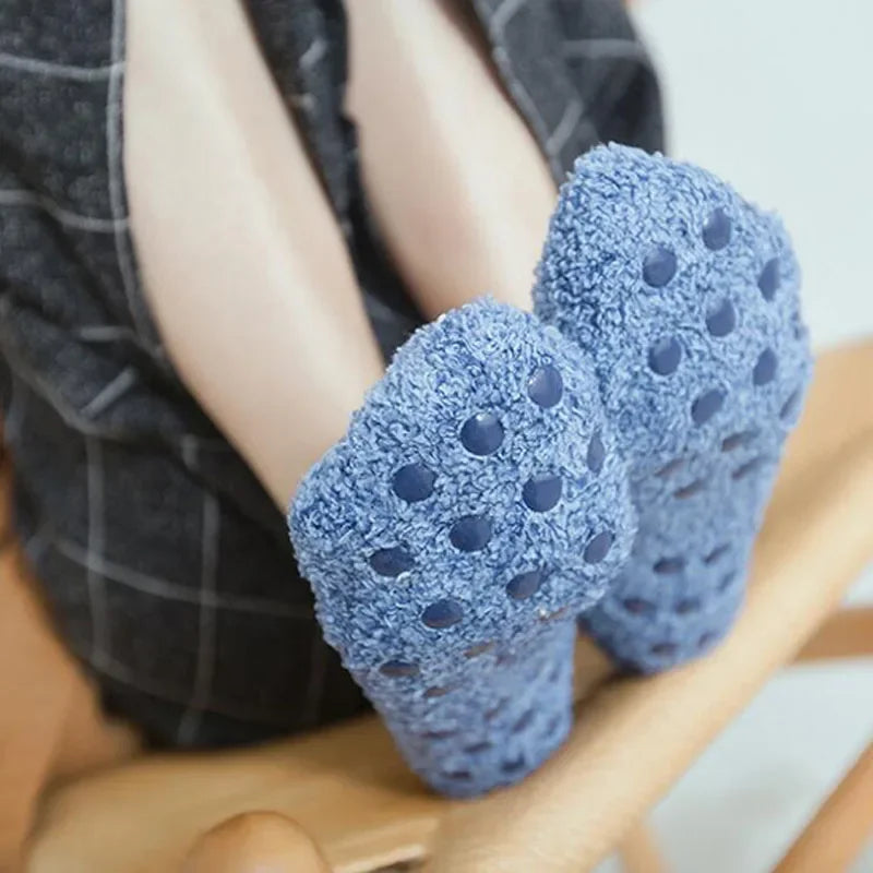 Soft Coral Fleece Socks Women Winter Warm Thickened Plush Sox Home Floor Sleeping Slippers Silicone Anti-slip Boat Socks Hipster
