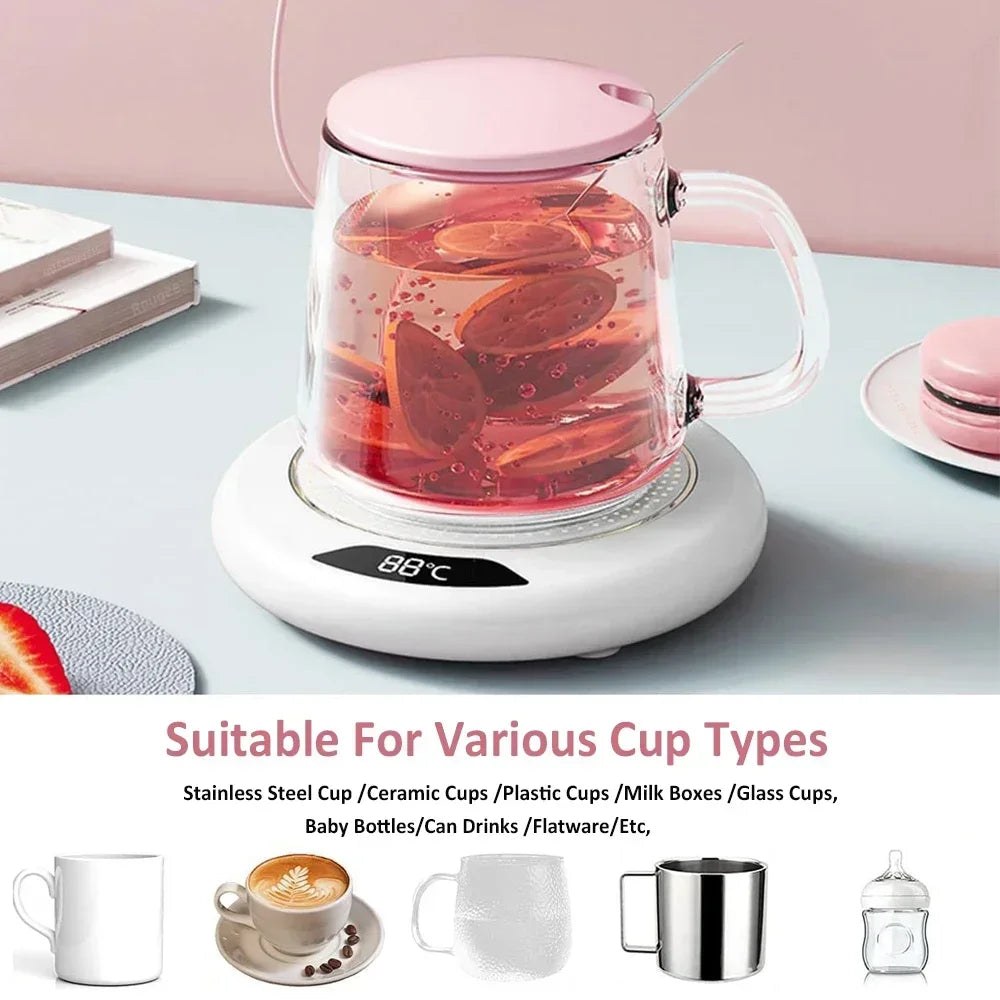 Calentador de Tazas Calentador Eléctrico de Tazas USB para Café Leche Té Almohadilla Calefactora de Agua Posavasos Termostáticos Calentador de Tazas para Hogar Oficina
