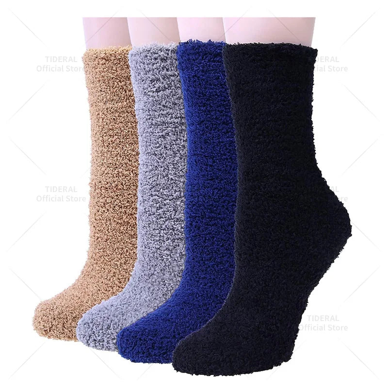 4 Pairs Women Cat Paw Fuzzy Socks Winter Warm Soft Fluffy Funny Socks Cute Animal Fashion Slipper Home Floor Sleeping Socks