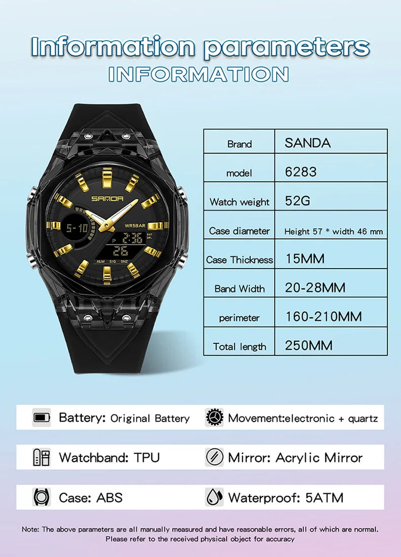 Men Sports Digital Watches  Top Brand Luxury Men Quartz Wrist Watches For Male Clock Dual Display Multifunction Wristwatch