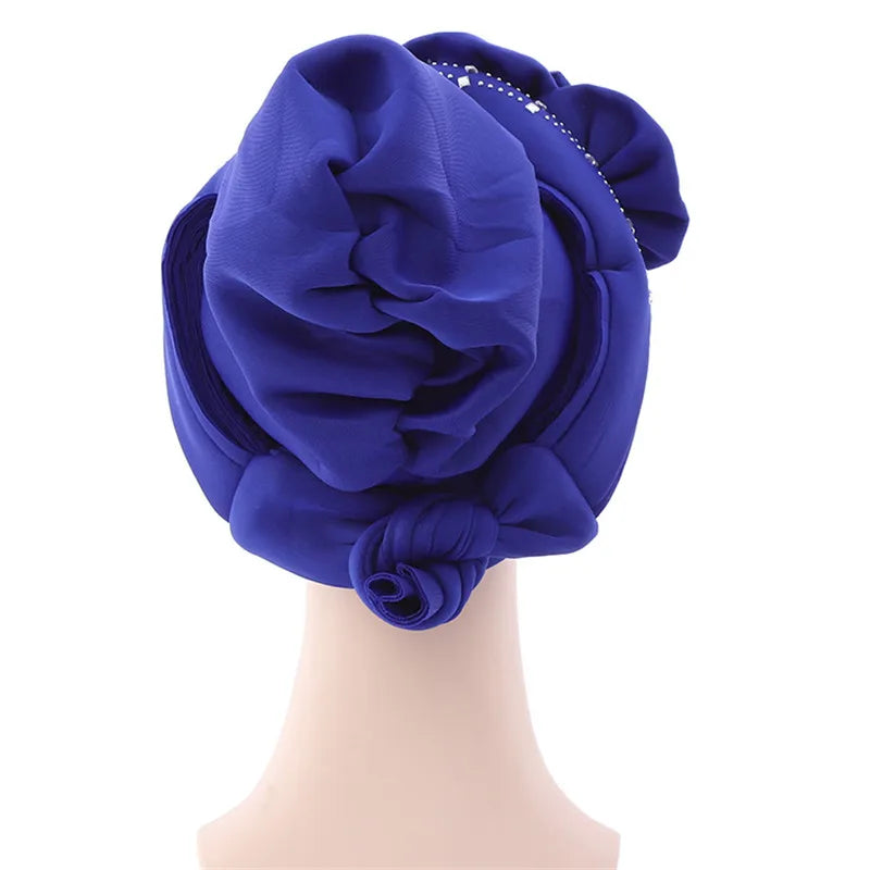 Luxury Diamonds African Autogele Already Made Headtie Female Head Wraps Lady Turnban Cap Wedding Party Headpiece