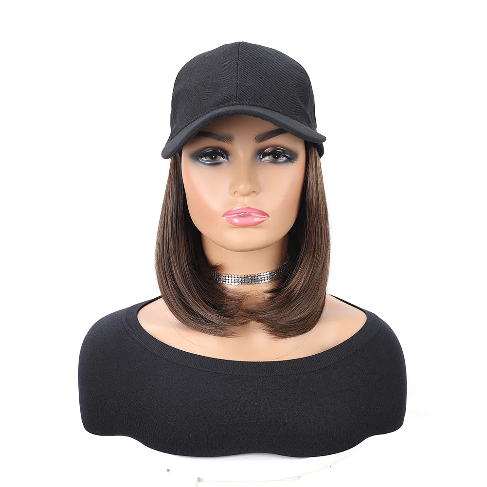 Fashion Hat Hair Extensions Ladies Wigs Hats Connected Head Cover Synthetic Peaked Cap Wig For Women
