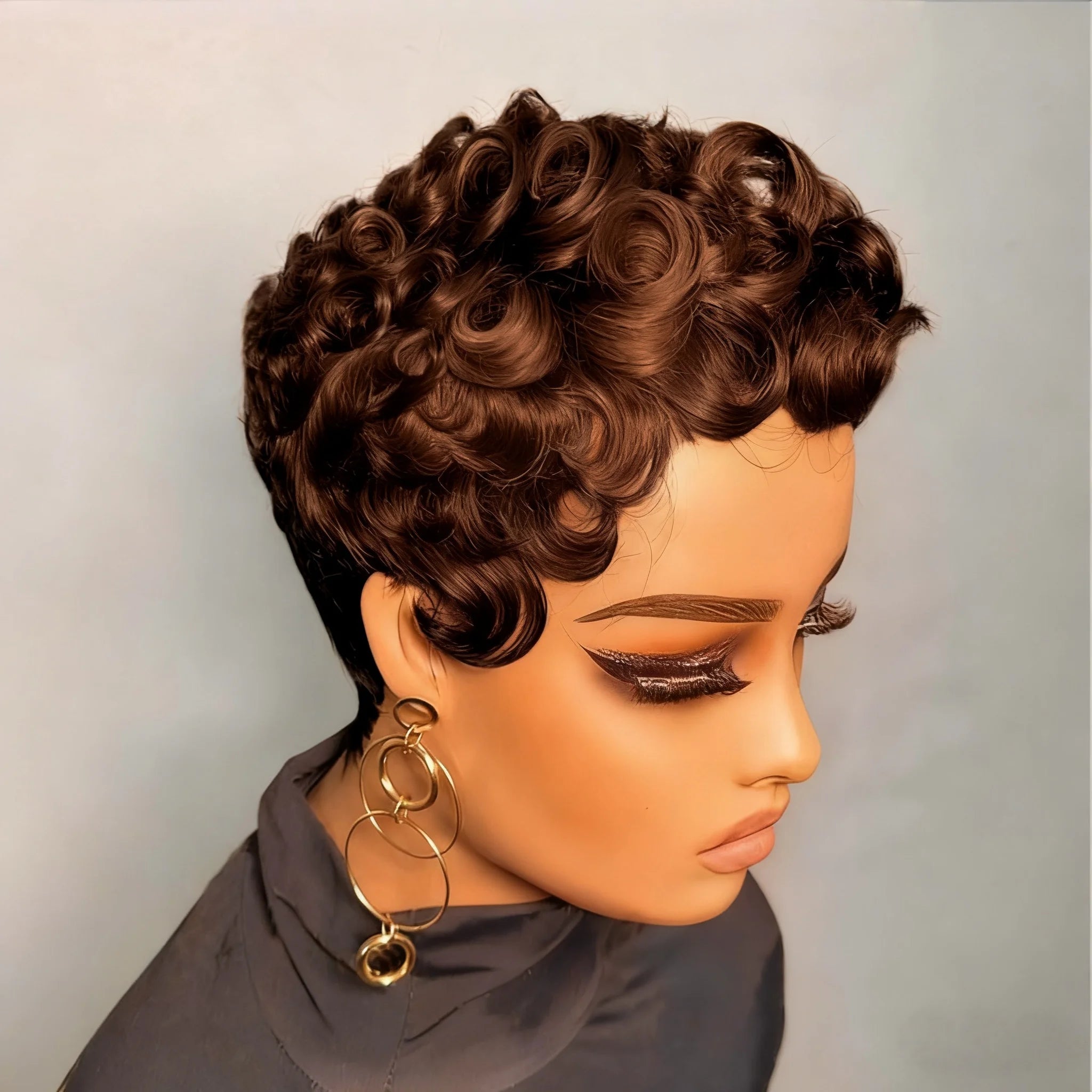 Short Curly Pixie Human Hair Wig