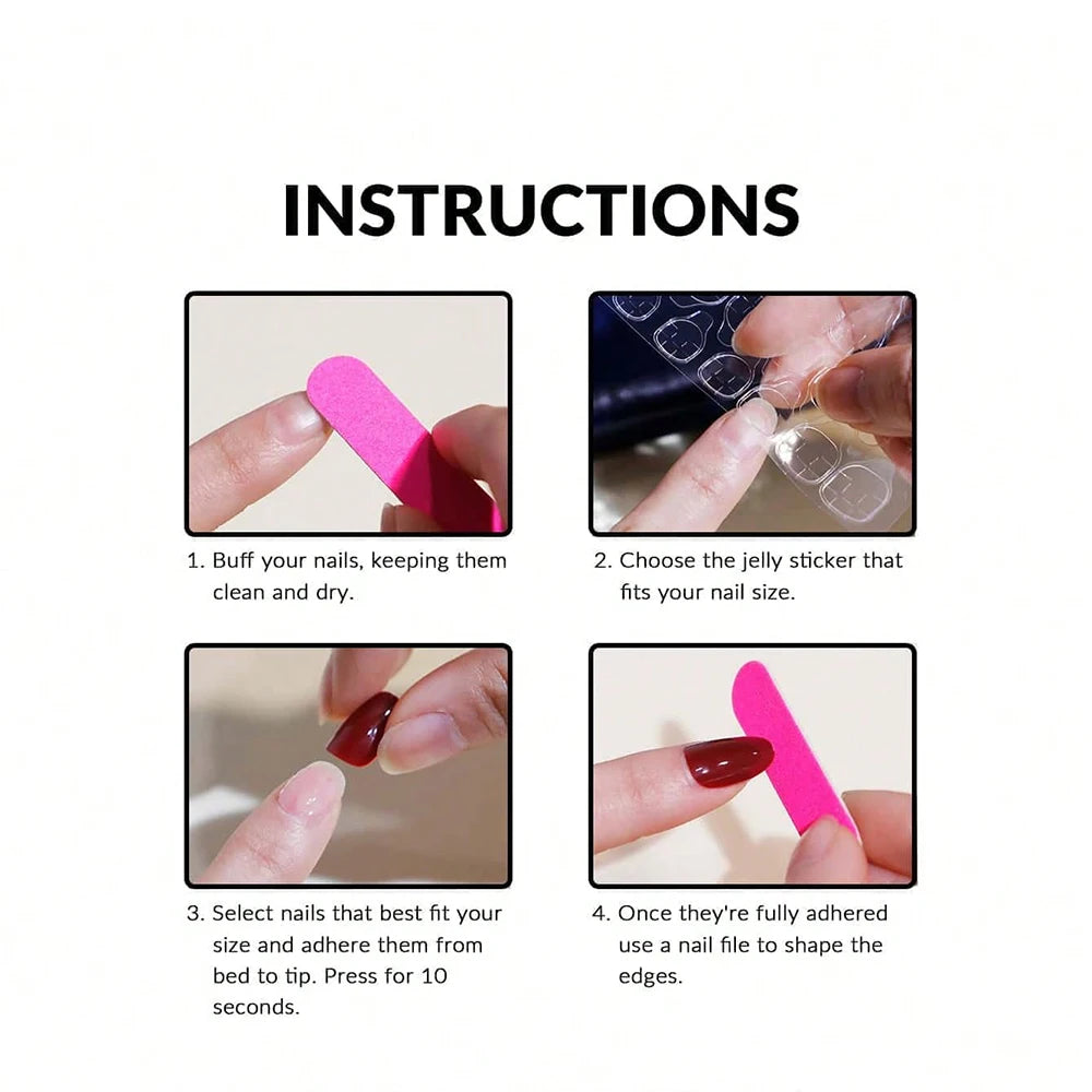 French Simple Style False Nails Short Round Fake Nails Full Cover Nail Tips for DIY for Salon Detachable DIY Manicure Tool Frenc