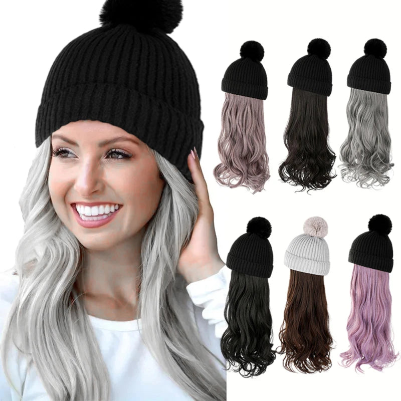 Curly Knit Hat Wig