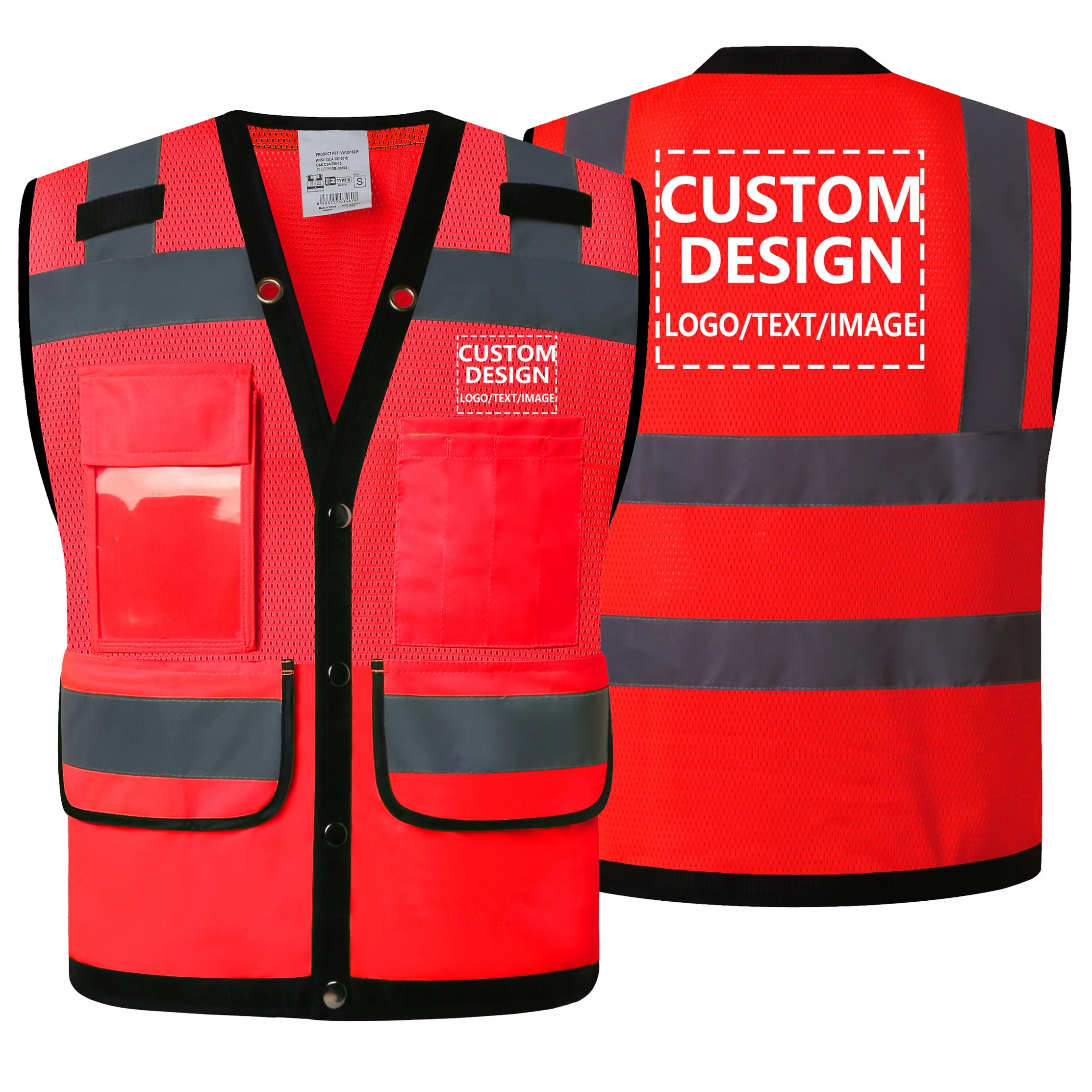 Workwear Vest With Customize Logo For Men Hi Vis Vest Jacket  Workwear Custom With Logo And Text