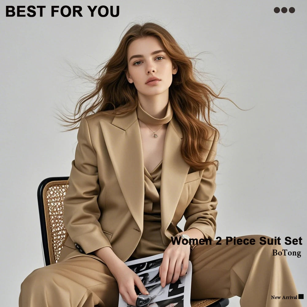 Women's Suit 2 Piece Pants Set for Women Dressy Long Sleeve Elegant Blazer for Work