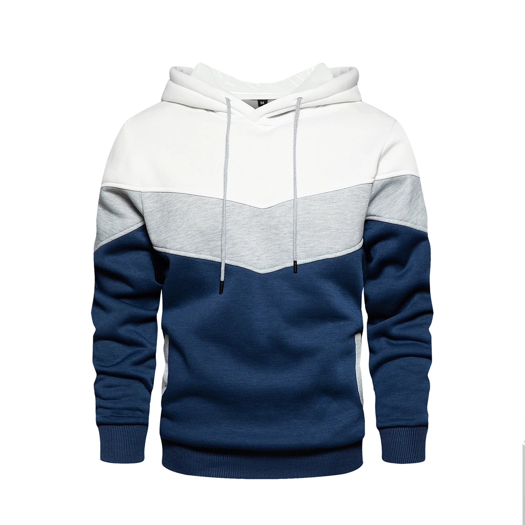 Men's Patchwork Hooded Sweatshirt Hoodies Clothing Casual Loose Fleece Warm Streetwear Male Fashion Autumn Winter Sports Outwear
