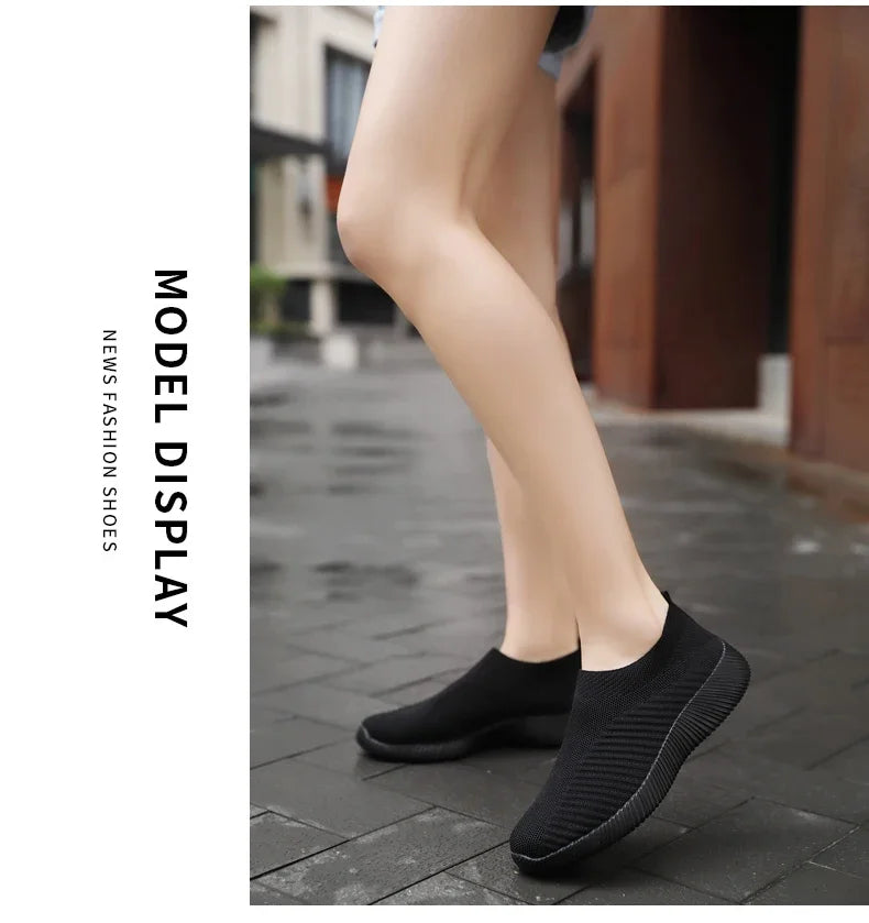 Women Flat Slip on White Shoes Woman Lightweight Sneakers Women Casual  Summer Autumn Walking Mesh Running Sports Shoes 2024