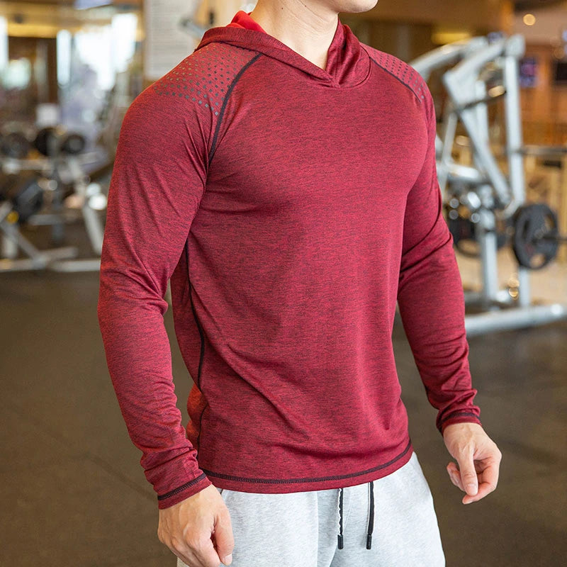 Men Hoodies Summer Running Fitness Casual Hooded Quick Dry Sweatshirts Solid Pullover Shirts with Hood Outdoor Gym Hoodie Man