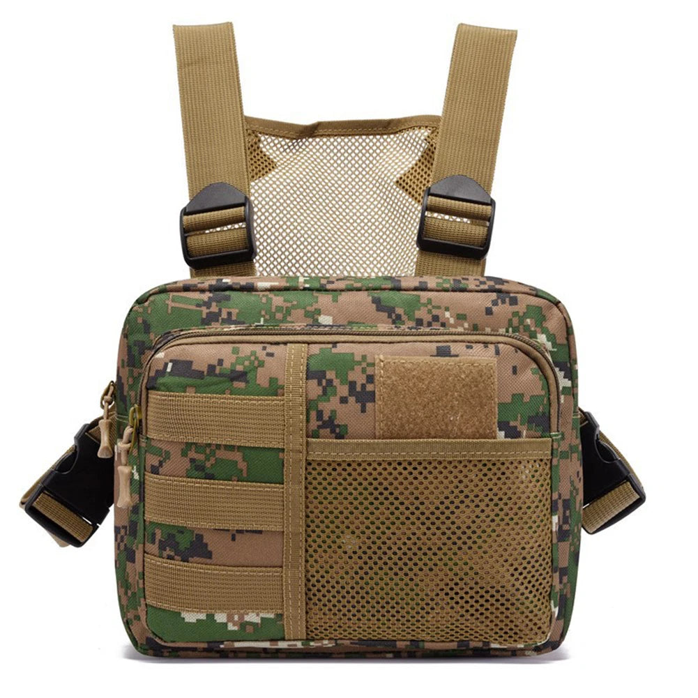 Bolsa de pecho funcional Estilo urbano Punck Bolsa de pecho Moda portátil Multifuncional Múltiples bolsillos Impermeable para senderismo y deportes