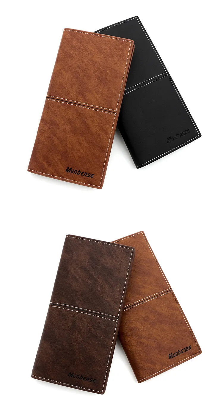 Fashion Business Retro Simple Men's Long Wallet Multi Card Holder Large Capacity Plus Wrap Long Wallet Daily Commuter Wallet