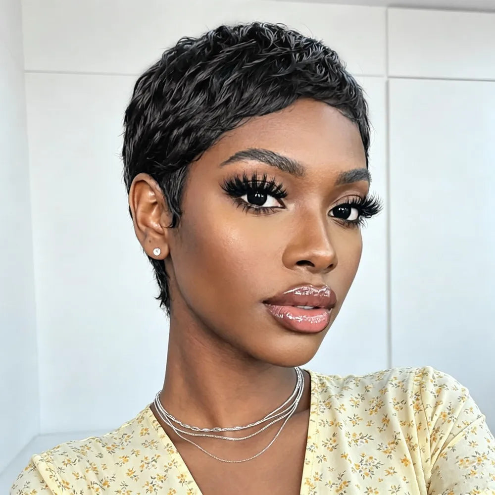 pixie cut short layered human hair wigs for women gift wig pixie cut wig pixie wig 4inch 150% density human hair wigs machine made 30 color