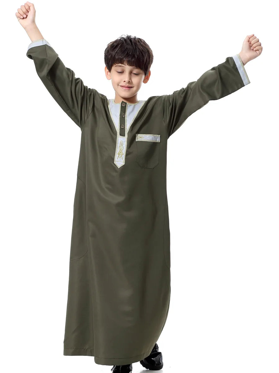2025 Fashion Muslim Teenager Clothing Islam Men Summer Winter Eid Ramadan Prayer High Quality Elengance Party Boy's Robe Caftan