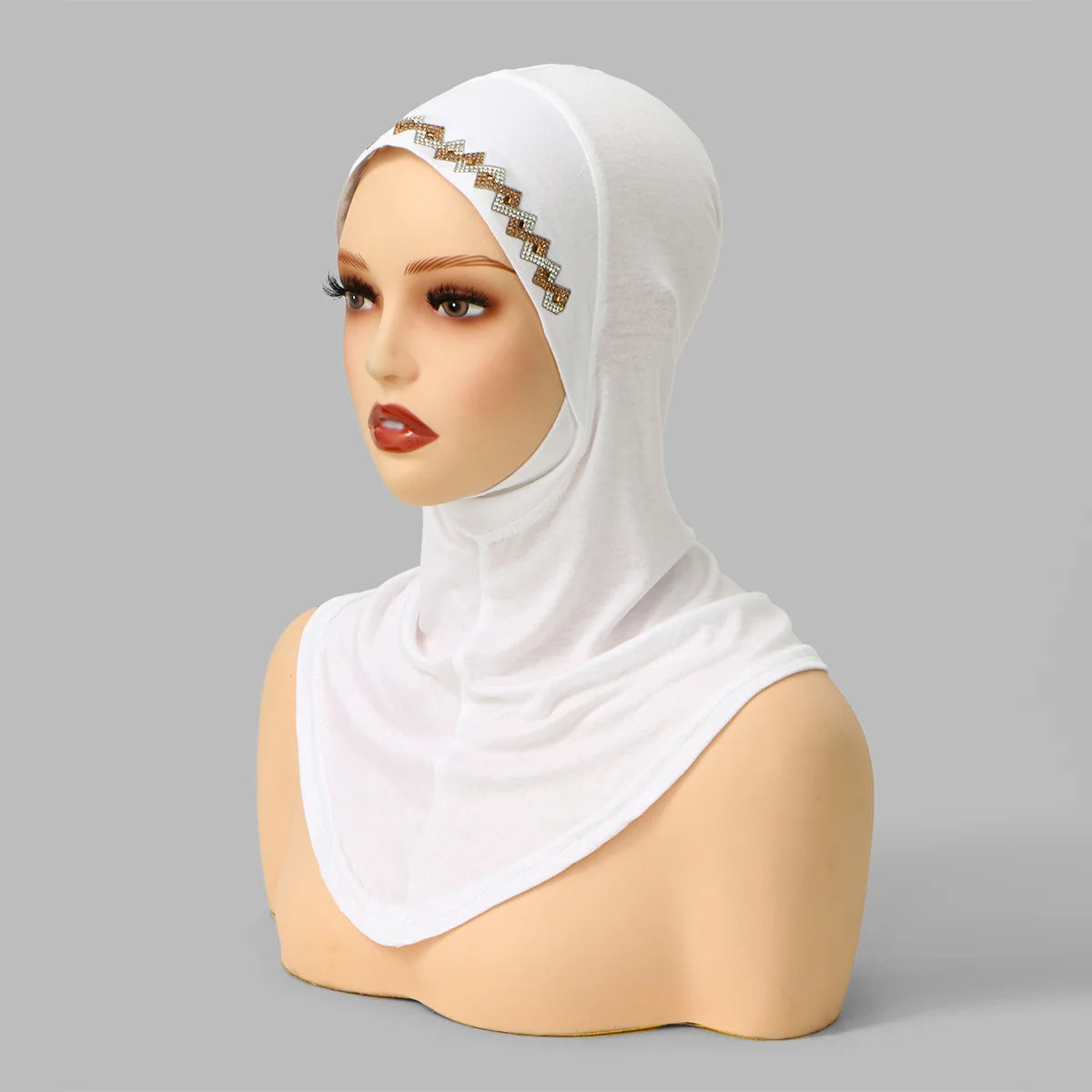 Nuevo hiyab instantáneo con pedrería brillante para mujer musulmana, cobertura total, gorro de algodón sólido, listo para usar, gorro interior