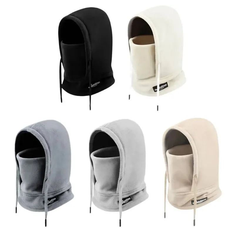 Cagoule d'hiver en polaire pour le ski, coupe-vent, chaud, en peluche, cache-cou, capuche épaisse pour l'extérieur